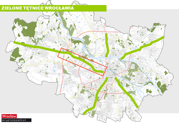 mapa Wrocław zielone tętnice